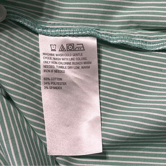 Lemon Way Green Stripe Button Down Blouse - Picture 6 of 6